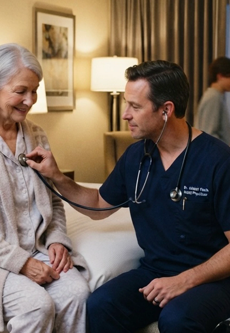 Healthcare provider speaking with a traveling family about appropriate non-emergency care options near Waikīkī